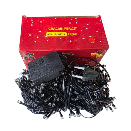 Decoratiuni de Craciun - Instalatie led pentru Craciun, 18 m lungime, 320 led-uri rosii