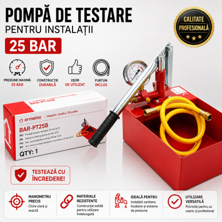 Pompa manuala de testare instalatii 25 bar, Ermetiq BAR-PT25 [3]