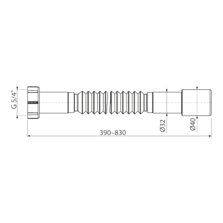 Teava flexibila de scurgere 5/4″ × 32/40 mm cu piulita din plastic, A750 [1]