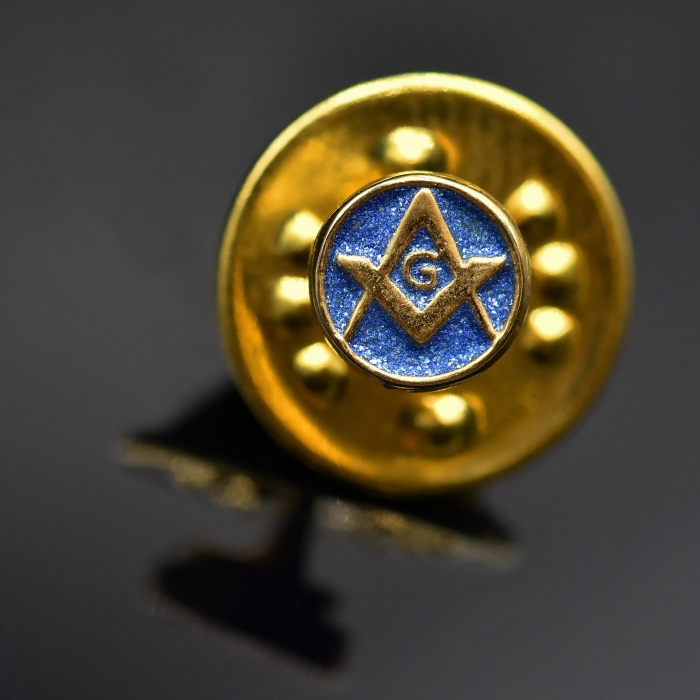 Insignă rotundă Echer și Compas „G”, blue/auriu [1]