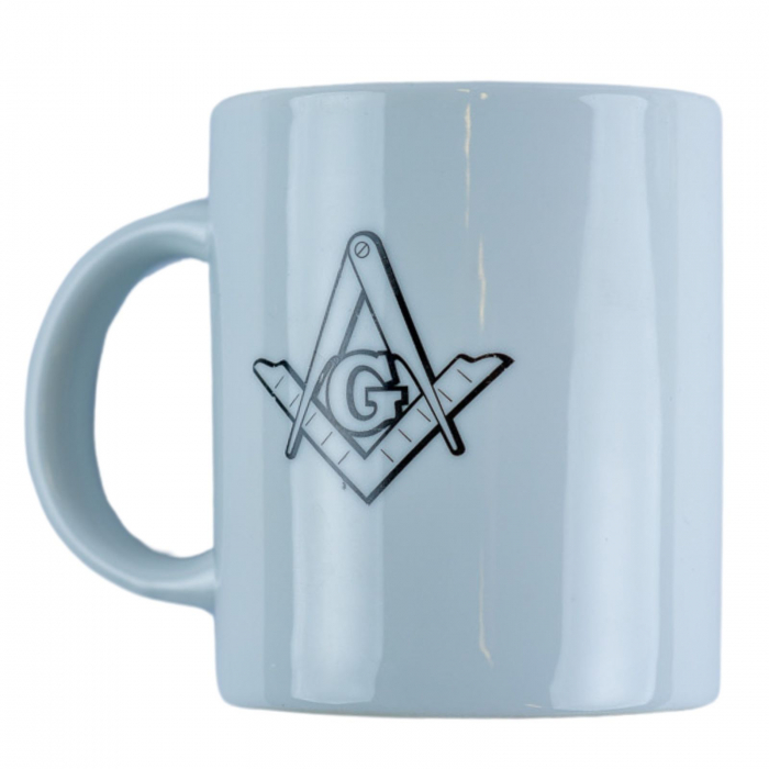Cană ceramică albă inscripționată cu Compas, Echer și Litera G [2]
