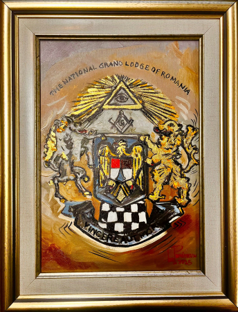 Tablouri - Tablou pictat cu sigla Marii Loji – foiță de aur