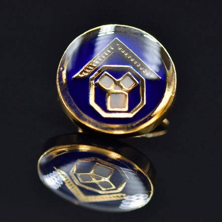 Insigne - Insignă rotundă – Echer / MVT (albastru, auriu)