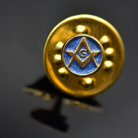 Insigne - Insignă rotundă Echer și Compas „G”, blue/auriu