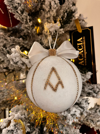 Glob pentru bradul de Crăciun din catifea cu cristale, 8 cm [1]