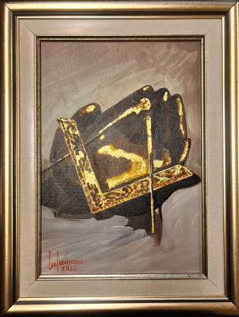 Tablouri - Tablou pictat pe pânză cu foiță de aur