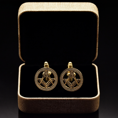 Butoni/ Cufflinks - Butoni de cămașă – Echer & Compas, rotunzi, aurii