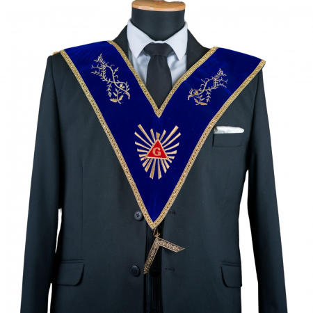 Colane - Colan Maestru Venerabil, catifea albastră, broderie aurie, bijuterie inclusă