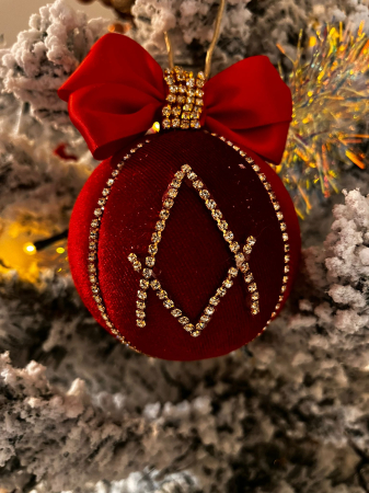 Cadouri si Accesorii - Glob pentru bradul de Crăciun din catifea cu cristale, 10 cm