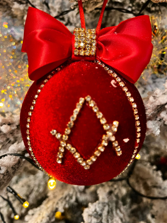 Glob pentru bradul de Crăciun din catifea cu cristale, 8 cm [2]