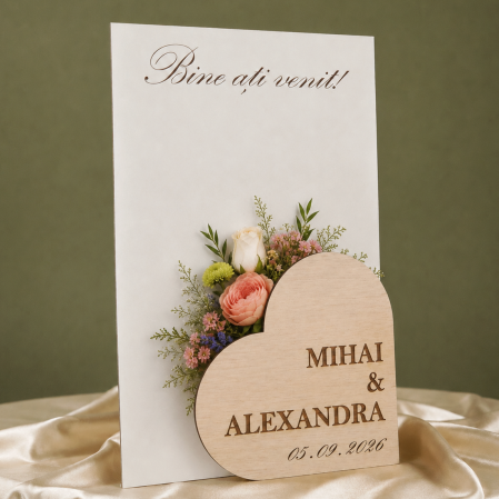 Panouri Intrare - Panou Intrare Nunta Personalizat cu Spatiu Pentru Flori