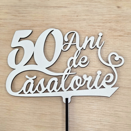 La Multi Ani - Topper 50 Ani de Casatorie - Alb