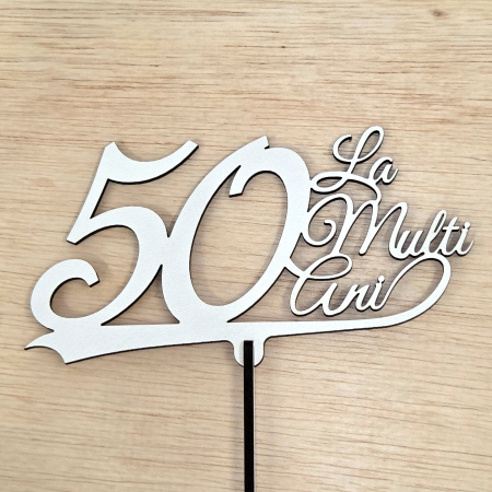 La Multi Ani - Topper La Multi Ani 50 - Alb
