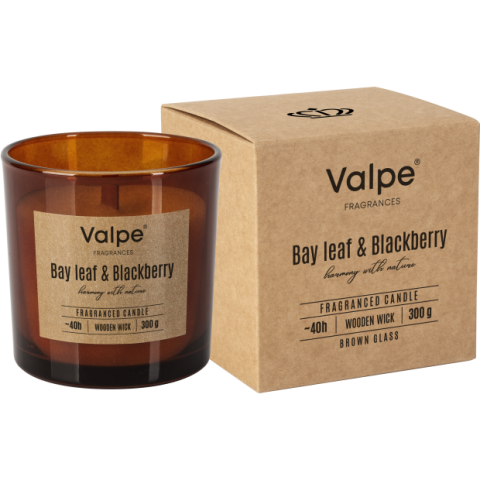 Lumanari Parfumate - Lumânare parfumată „Bay Leaf & Blackberry” – aromă fructat-aromatică, fitil din lemn