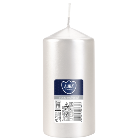 Lumanari Stalp - Lumânare tip stâlp AURA Candles 12 cm– alb perlat, calitate premium