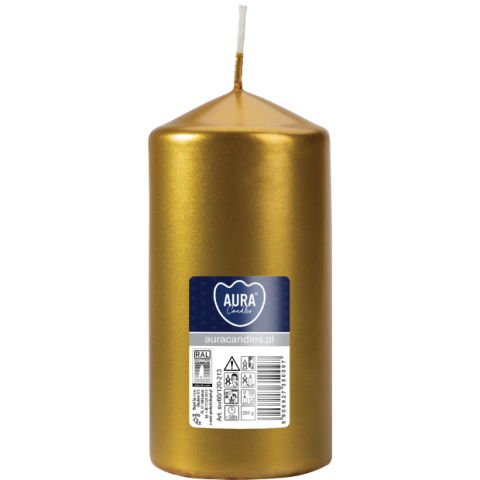 Lumanari Conice - Lumânare tip stâlp AURA Candles 12 cm – Auriu, calitate premium