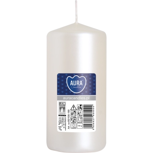 Lumanari Stalp - Lumânare tip stâlp AURA Candles 10 cm – alb perlat, calitate premium