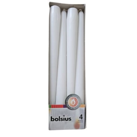 Lumanari Conice - Set 4 lumânări conice albe Bolsius – calitate premium