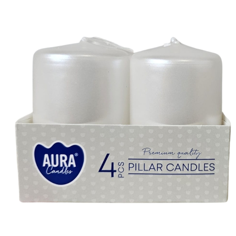 Lumanari Stalp - Set 4 lumanari de tip stalp culoarea Alb Perlat