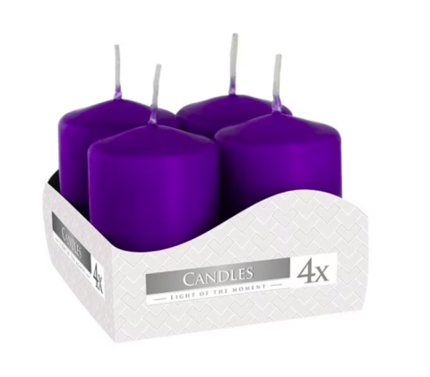 Lumanari Stalp - Set 4 Lumanari de tip stalp culoarea Mov