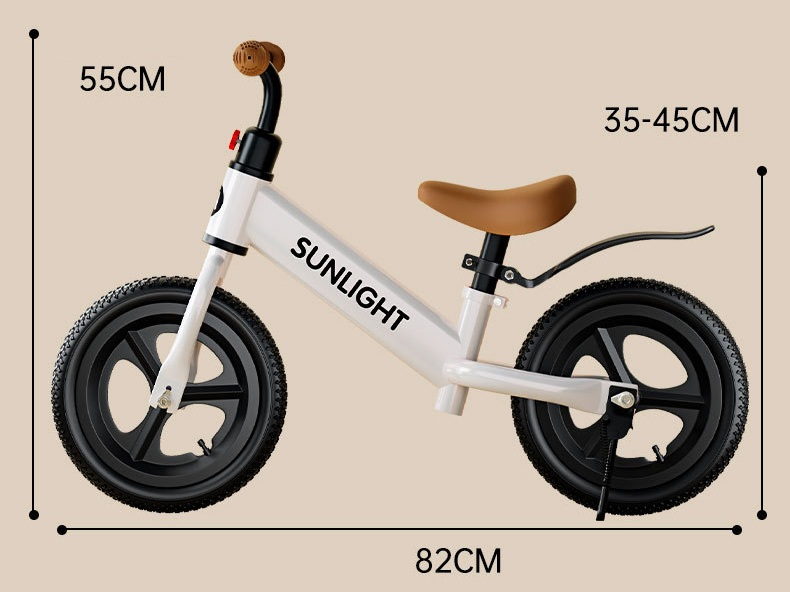 Bicicleta Fără Pedale pentru Copii, Două Roți, Albă, Rezistentă [3]