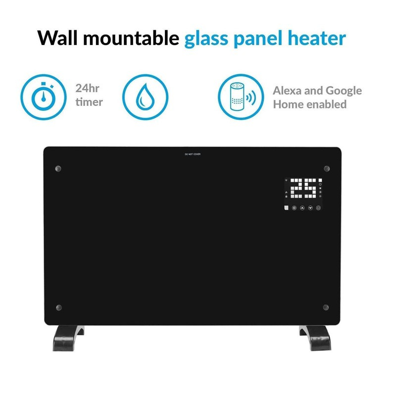 Convector Electric 2000W Wi-Fi cu Termostat și Afisaj LED, Control Touch Screen, Negru [2]