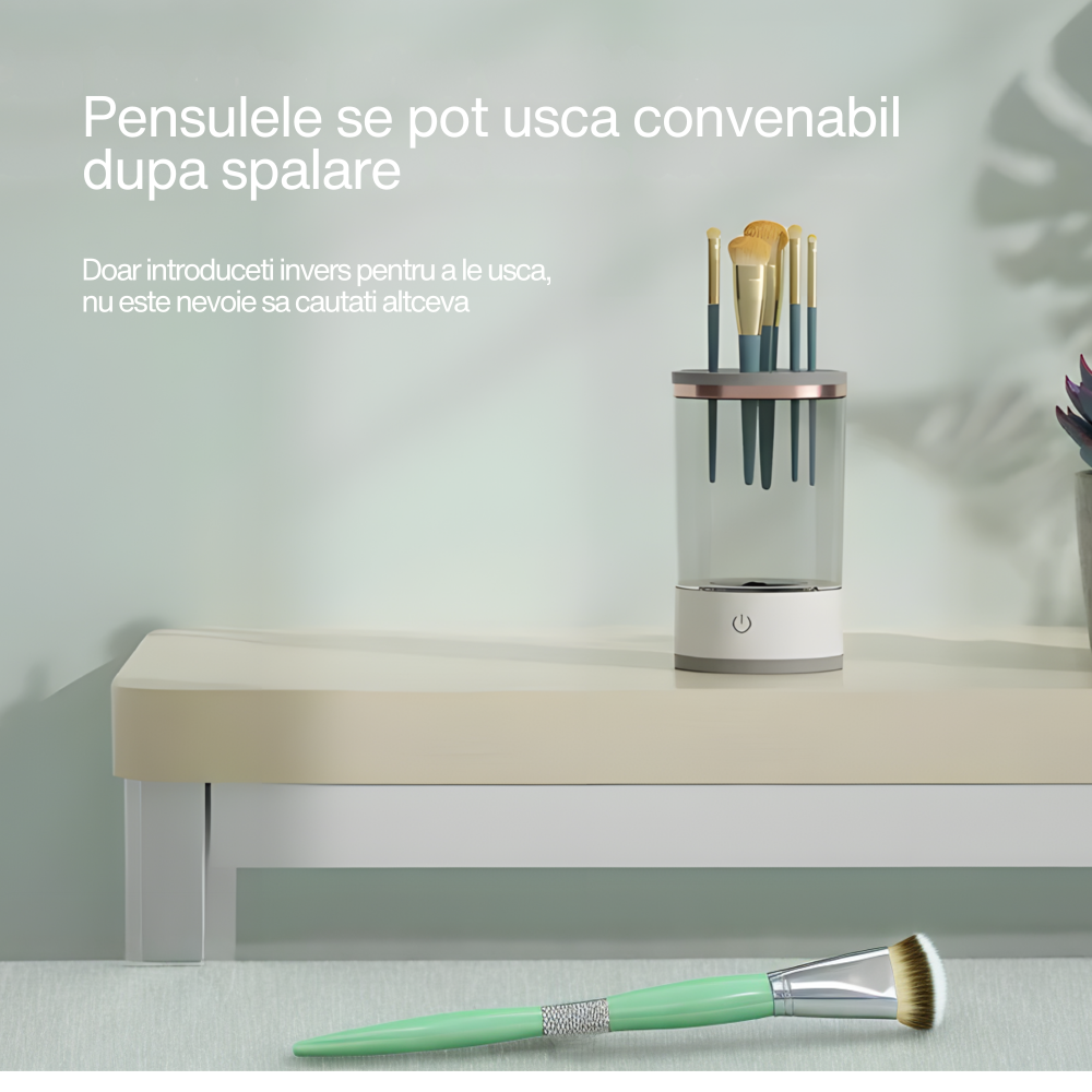 Dispozitiv Portabil de Curățare Pensule Machiaj, Sonic, USB, 7000RPM, Alb/Negru [7]