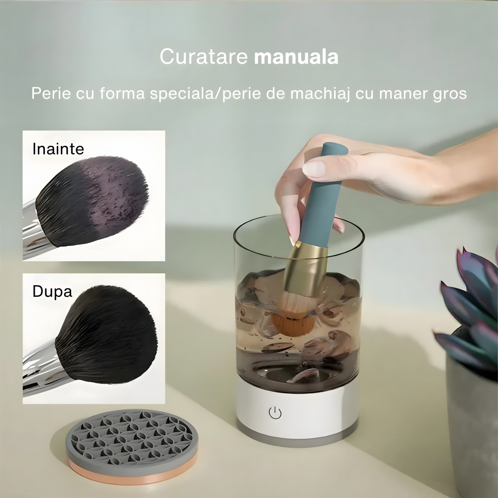 Dispozitiv Portabil de Curățare Pensule Machiaj, Sonic, USB, 7000RPM, Alb/Negru [6]