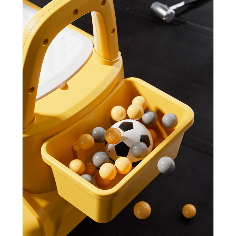 Excavator Manual pentru copii, 3 ani, Sport, Claxon, Cutie Depozitare, Lumini, Scaun, 62x26x47 cm, Galben [6]