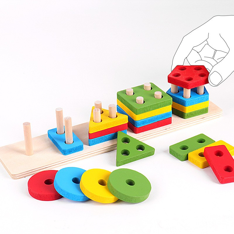 Puzzle Montessori Lemn – Jucărie Educativă cu Forme Geometrice, 20 Piese [5]