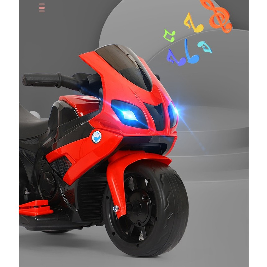Motocicleta Electrică pentru Copii cu Acumulator, Sistem Anti-Răsturnare, Lumini și Sunet, 1-4 Ani - Roșu [2]