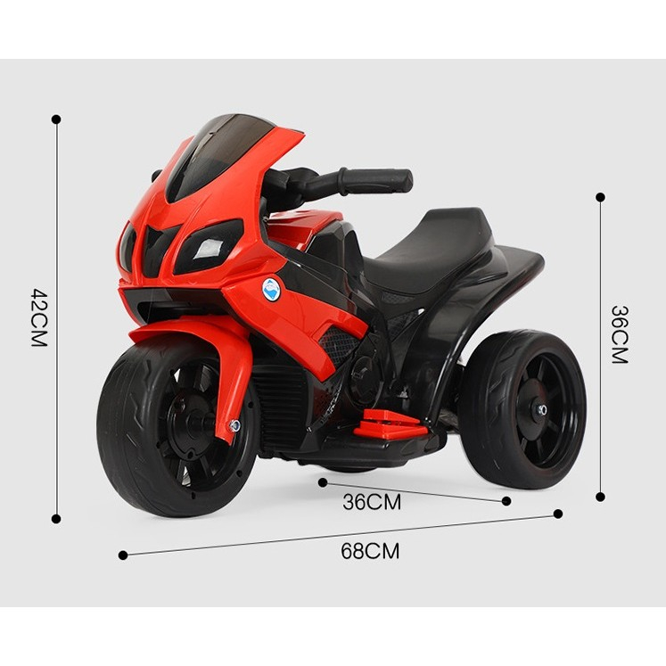 Motocicleta Electrică pentru Copii cu Acumulator, Sistem Anti-Răsturnare, Lumini și Sunet, 1-4 Ani - Roșu [3]