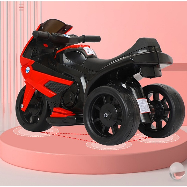 Motocicleta Electrică pentru Copii cu Acumulator, Sistem Anti-Răsturnare, Lumini și Sunet, 1-4 Ani - Roșu [4]