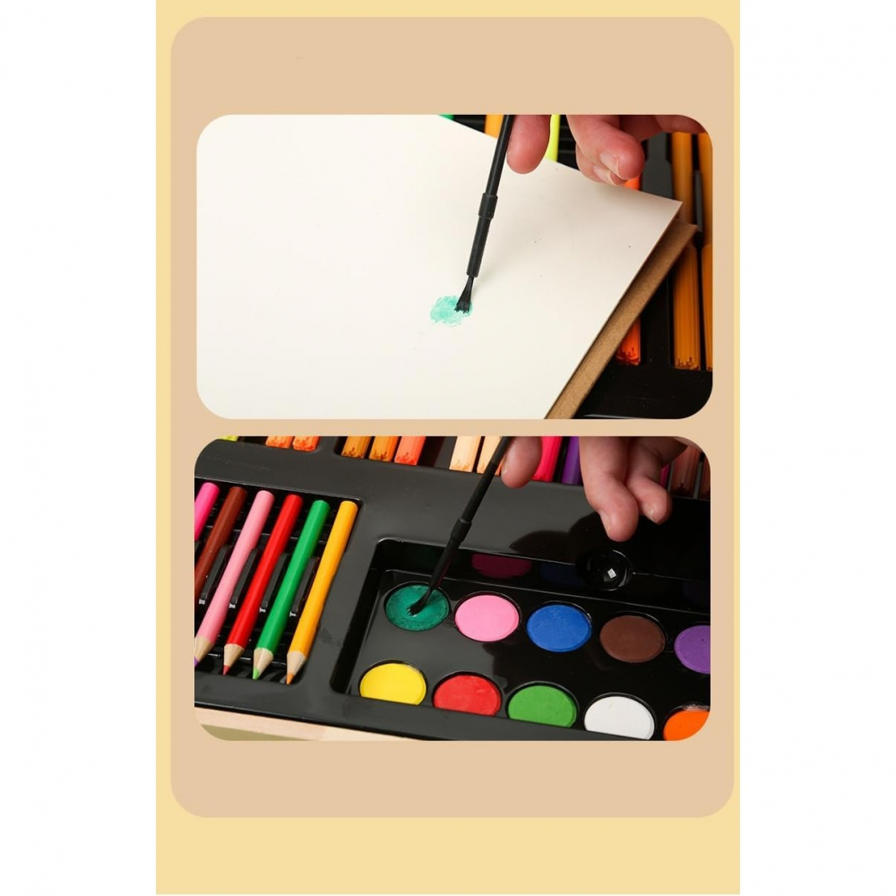 Set 180 Piese pentru Desen și Pictură, Servietă din Lemn, Multicolor [4]