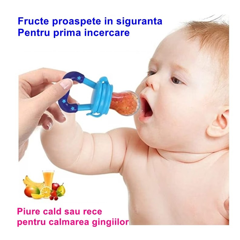 Suzetă pentru Diversificare și Dentiție – Potrivită pentru Fructe și Piure – Fără BPA – Albastru [4]