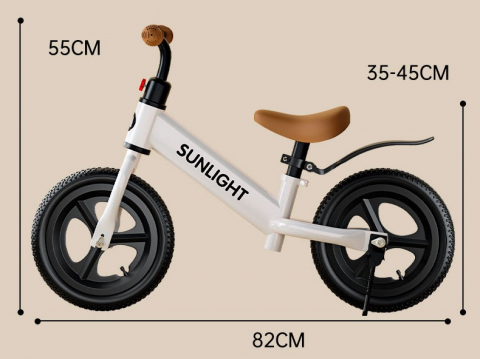Bicicleta Fără Pedale pentru Copii, Două Roți, Albă, Rezistentă [2]