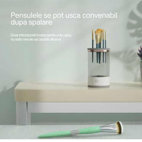 Dispozitiv Portabil de Curățare Pensule Machiaj, Sonic, USB, 7000RPM, Alb/Negru [6]