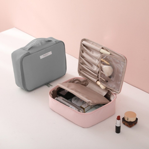 Geantă de Călătorie, 2 în 1, pentru Cosmetice și Articole de Toaletă, Impermeabilă, Gri [1]