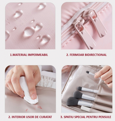 Geantă de Călătorie, 2 în 1, pentru Cosmetice și Articole de Toaletă, Impermeabilă, Gri [3]