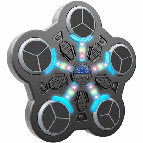 Jucarii interactive - jucarie-boxat-copii-bluetooth-muzica-lumini-5-tinte-ventuze-negru