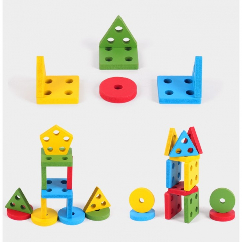 Puzzle Montessori Lemn – Jucărie Educativă cu Forme Geometrice, 20 Piese [5]