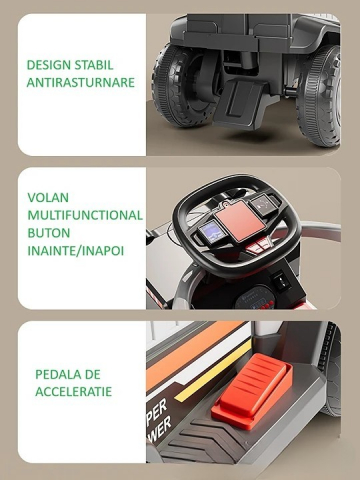 Mașinuță Electrică pe 4 Roți pentru Copii, Telecomandă, Lumini LED și Muzică - Roșu [5]