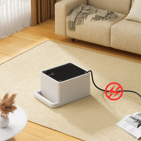 Mini Aeroterma Electrică 900W, 2 Trepte de Temperatură, Închidere Automată, Alb/Negru [4]