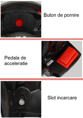 Motocicleta Electrică pentru Copii cu Acumulator, Sistem Anti-Răsturnare, Lumini și Sunet, 1-4 Ani - Roșu [5]