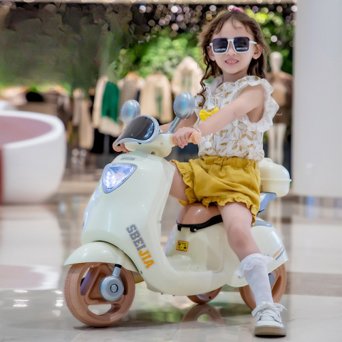 Motocicletă Electrică pentru Copii, 3-10 Ani, Bej [4]