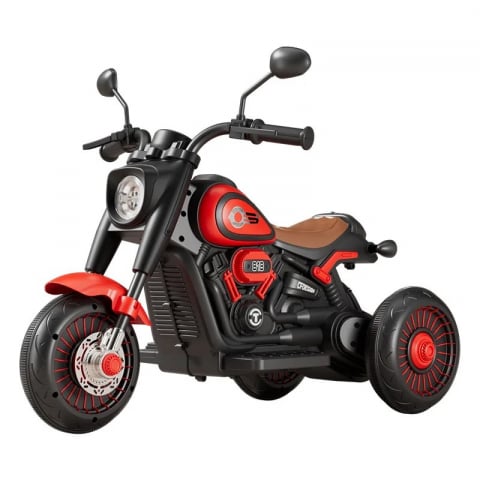 Motociclete Electrice Copii - Motocicleta Electrica pentru Copii, DUAL-DRIVE 380*2 Baterie 6V 4.5, Bluetooth,  Sistem Anti-Rasturnare, Sistem de Lumini si Sunet, 5+ Ani, 80 x 60 x 42 cm, Rosu Negru