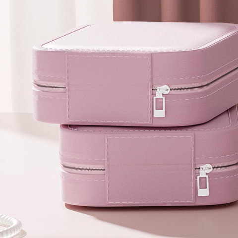 Portfard Geanta Cosmetice, cu Oglinda LED, 3 Moduri de Lumina, Incarcare USB, Baterie 1200 mAh, pentru Organizarea Cosmeticelor, 4 Compartimente, Imitatie Piele, Roz, 16.5x11.5x6 cm [4]