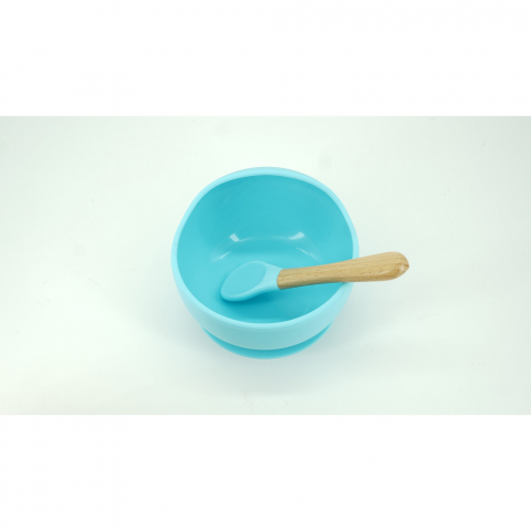 Set 8 Piese Diversificare Bebeluși și Copii din Silicon, Albastru, Farfurie, Bol, Tacamuri și Cana [1]