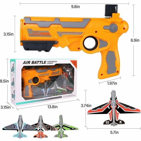 Jucarii interactive - set-arma-jucarie-lansator-avioane-air-battle-portocaliu