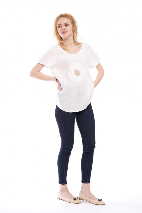 Bluza alba din in si bumbac [2]